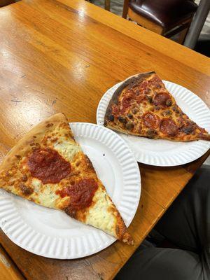 Left side slice was undercooked, right side slice was overcooked