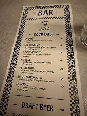 Cocktail menu - 12/20/2024