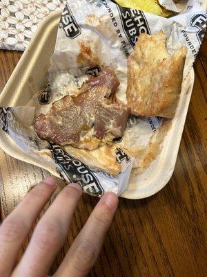 Smokehouse Beef & Cheddar Brisket completely soggy and wet, and the bread was still hard!