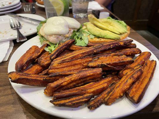 Very charred sweet potato fries.