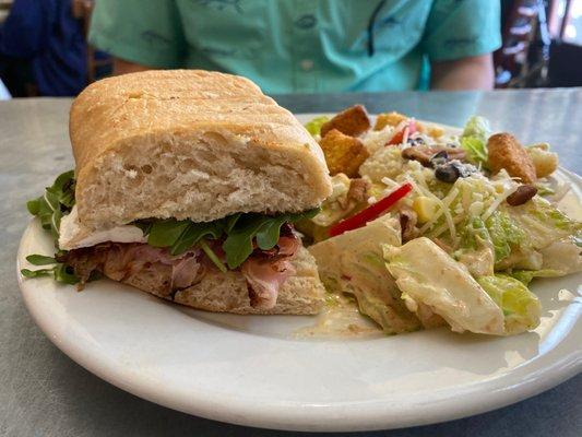 Ham & Jam sandwich with a side of Texas Cesars Salad