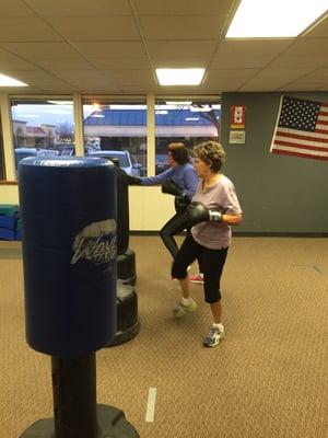 Kickboxing with a friend ... Gotta love to share fitness @warriorfitboise