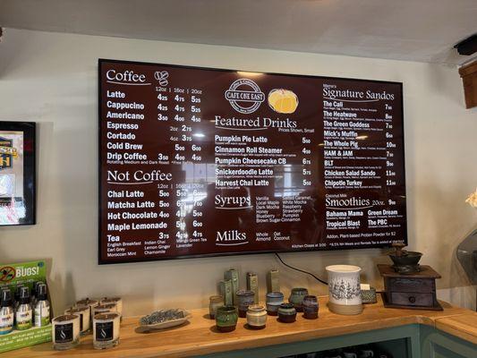 Menu board