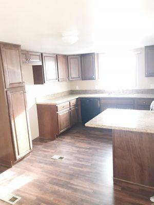 A newly remodeled kitchen in a mobile home for sale in Cherry Mobile Park!