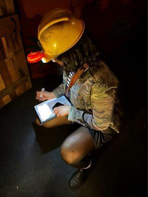 Solving clues in a mine. Hahaha awesome.