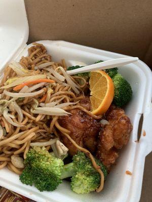 Tso "orange chicken" and lo mien noodle