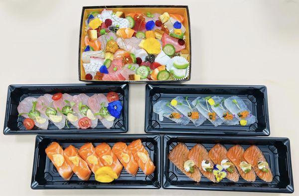 The Treasure Box - Chirashi yellowtail jalapeño Fluke Truffle Oil Vinaigrette House Made Smoked King Salmon