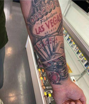 Awesome Las Vegas arm sleeve at Tattoos And Smoke