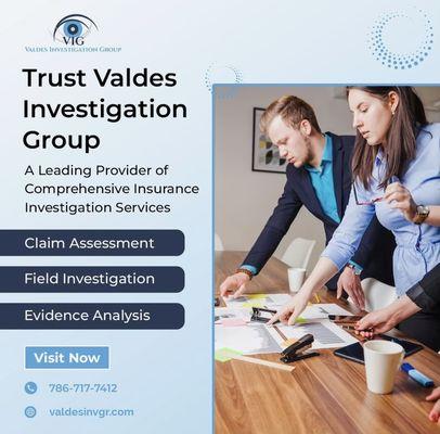 Valdes Investigation Group, leaders in Insurance Fraud Investigation in Miami. Call us for more information 786-717-7412