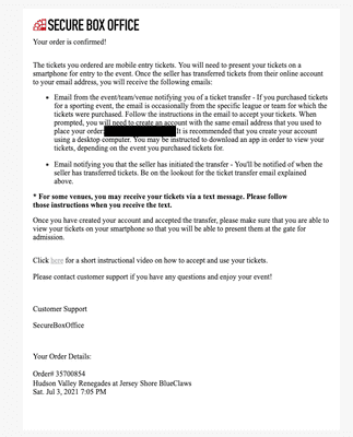 Another email stating how my tickets would be in another email. That email never came, despite what they claim.