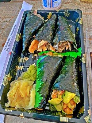 Salmon Skin and Unagi Handrolls - NO RICE