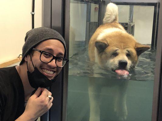 Water treadmill rehab with her favorite PT