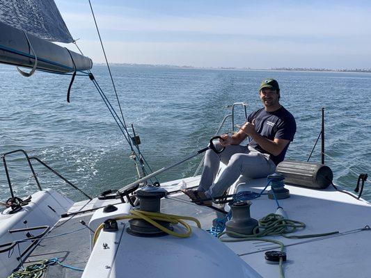 Sea trial with Mike on the Farr 40 (disregard the missing strop).