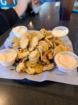 Fried pickles. Good taste and a lot of pickles.