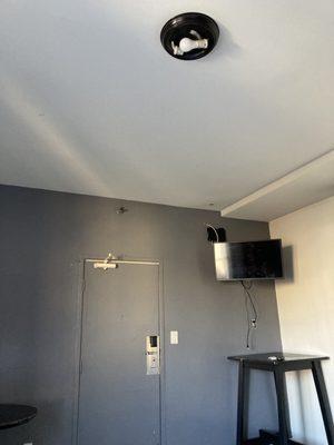 No ceiling light cover was the least of issues