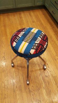 Vintage stool in Pendleton fabric