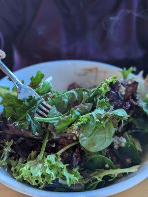 Cranberry Walnut salad with steaming chicken