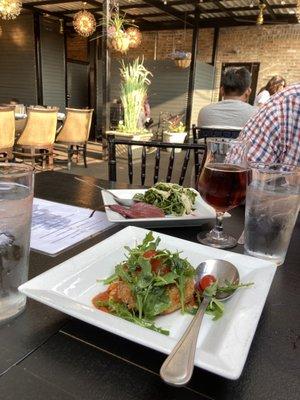 Our crab cake and pear salad