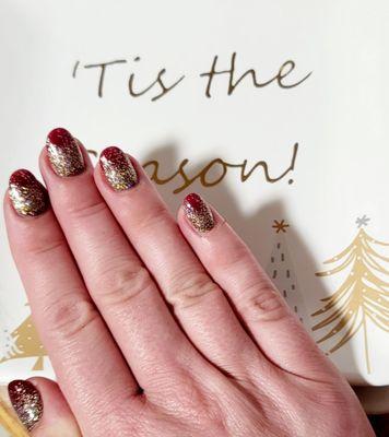 Red and gold sparkle ombre!