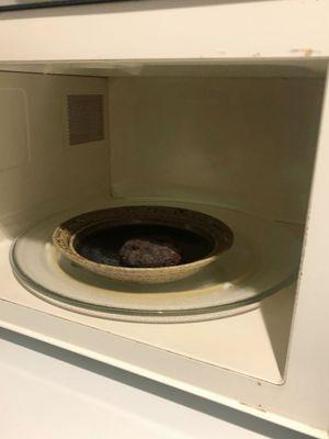 They even left us a rock hard, mold covered  Hamburger in the microwave.