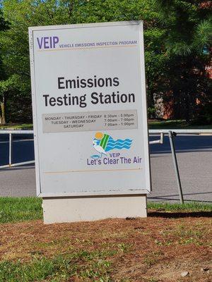 Emissions Testing Station signage.