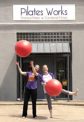 Store front - owner Kerry Kreiman with a client