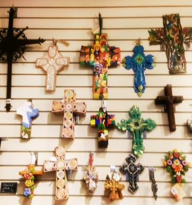 A beautiful selection of crosses all the time and at Christmas time, there are hundreds of nativity sets from all over the world.