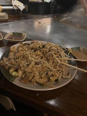 Steak and shrimp with fried rice