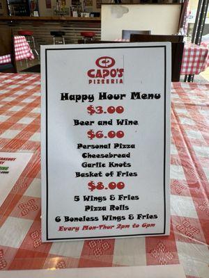 Happy hour menu