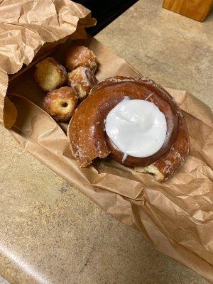 Cream cheese cinnamon roll and donut holes