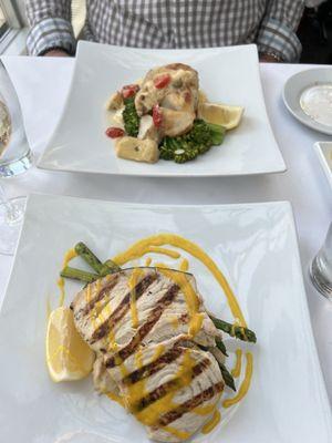 Grilled Swordfish, Herb Roasted Cod