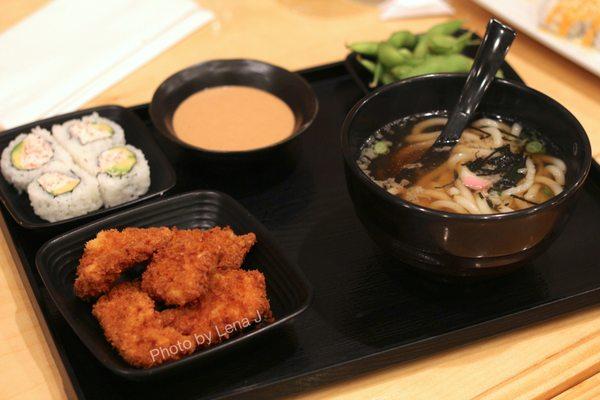 Monday's Special ($14.50) - tonkatsu, mini California roll, mini udon, edamame