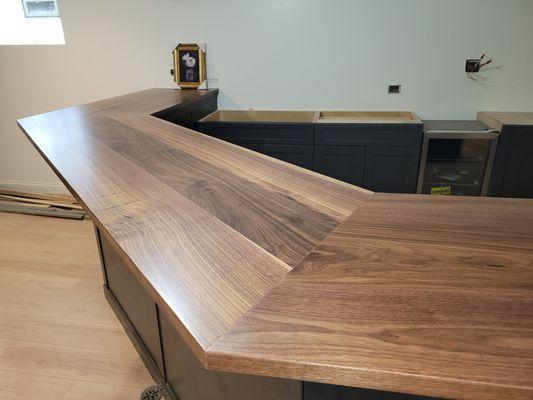 Walnut bar counter