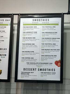 Smoothie Menu