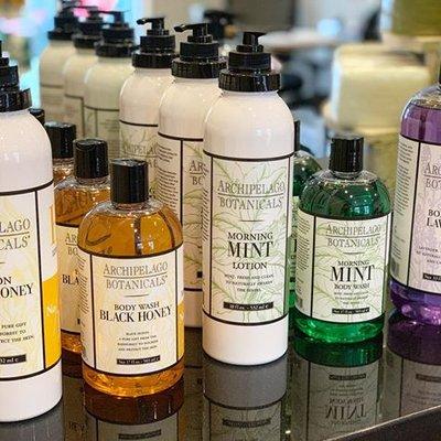 Archipelago lotions, soaps, body wash, and candles