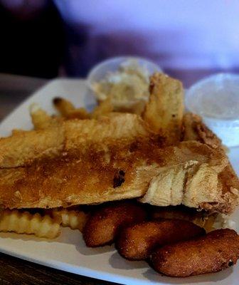 Friday fish special. 2 filets of flounder. Good!