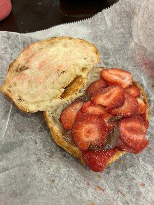 Sad looking Nutella/ strawberry croissant