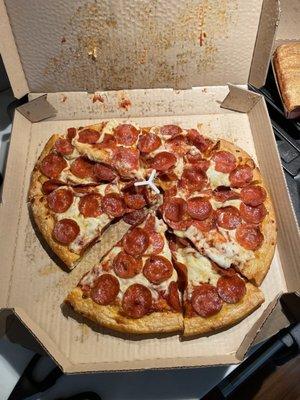 A squished pizza