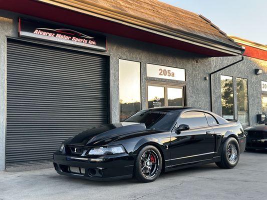 New Drag Racing Weld Wheels and tires on this Mustang Cobra