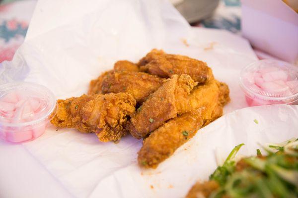 Crispy Fried Chicken, Half, Wings, Medium Spice - A light flaky texture with a garlic soy glaze