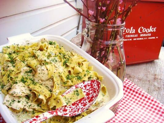 Flattened Chicken Saute with Tagliatelle