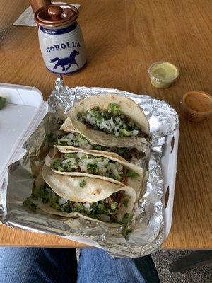 Carne Asada taco's! They are wonderful!!