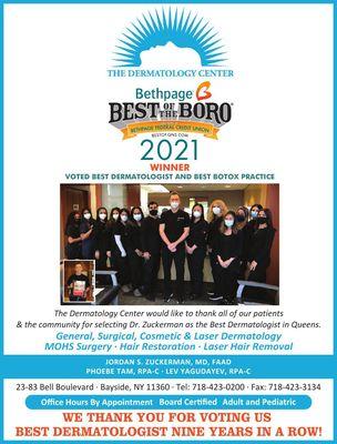 VOTED BEST DERMATOLOGY OFFICE 2021!!!