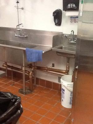 Copper drain lines installed on commercial deep sink