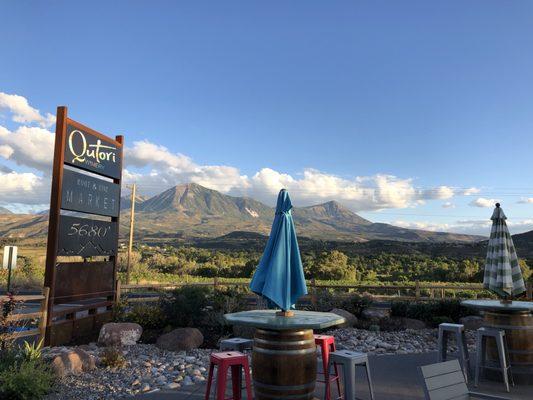 Patio with a view.  Great place for a glass of Qutori Wine