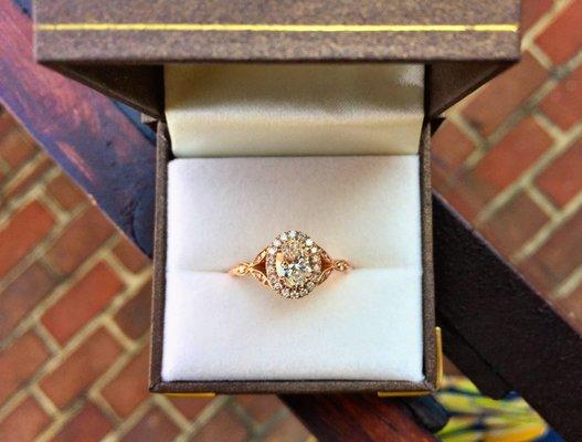 This customer was married for a year before finally designing & receiving her dream engagement ring.