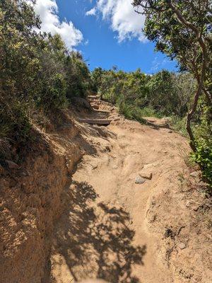 Example of a steep and uneven portion of the trail