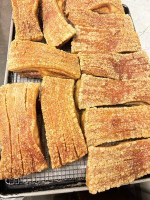 Crispy pork belly freshly made daily