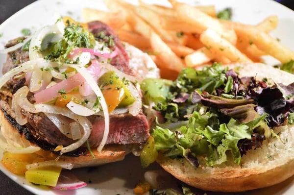 Carne Asada open face sandwich