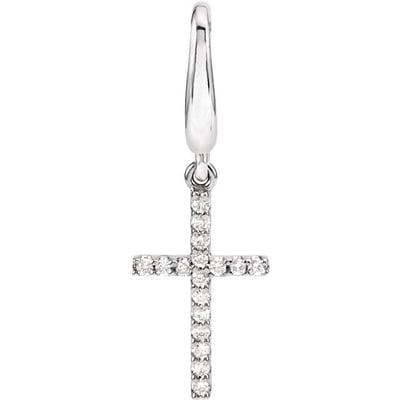 14K White Gold Cross With Prong Set Diamonds